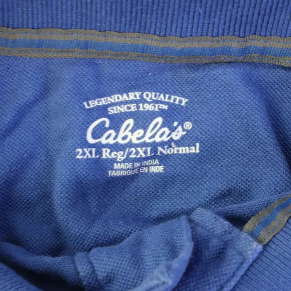 Cabela's Mens Blue Performance Polo Shirt Short Sleeve 2XL Regular
