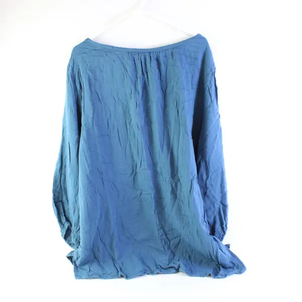 Old Navy Women's Plus 3X Blue Peasant Blouse V-Neck 3-Button Top
