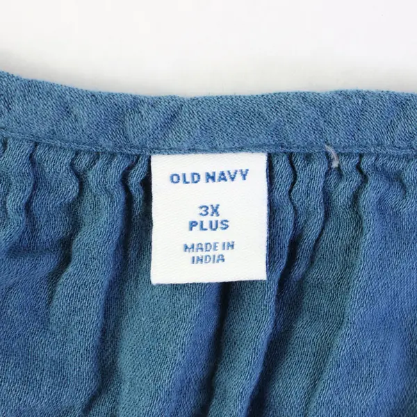 Old Navy Women's Plus 3X Blue Peasant Blouse V-Neck 3-Button Top