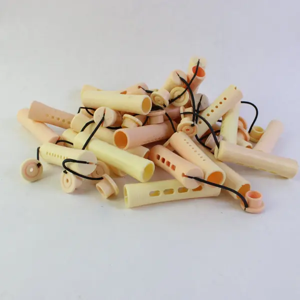 Lot of 27 Cream Yellow Peach Perm Rods Hair Curling Rollers
