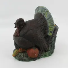 Hand-Painted Thanksgiving Turkey Ceramic Vase Centerpiece 9" FLAWED