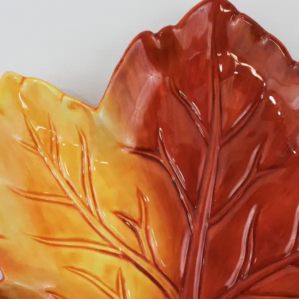 Party Concepts Hand-Painted Ceramic Orange Maple Leaf Plate 10"