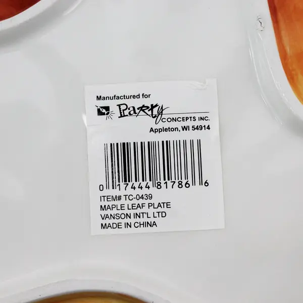 Party Concepts Hand-Painted Ceramic Orange Maple Leaf Plate 10"