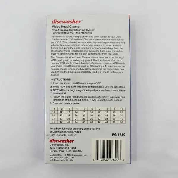 Discwasher Video Head Cleaner VCR Maintenance NEW SEALED