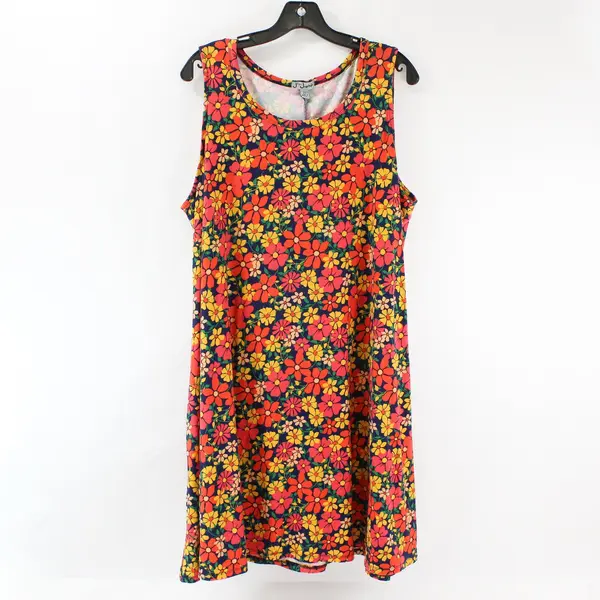 J for Justify Multicolor Floral Sleeveless Knee-Length Shift Dress Women's 2X