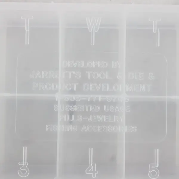 Jarrett's Tool & Die 14 Compartment Translucent Pill Organizer