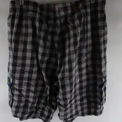 Bottoms Out Black and Taupe Buffalo Check Cotton Cargo Shorts Men's XL