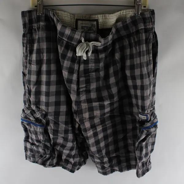Bottoms Out Black and Taupe Buffalo Check Cotton Cargo Shorts Men's XL