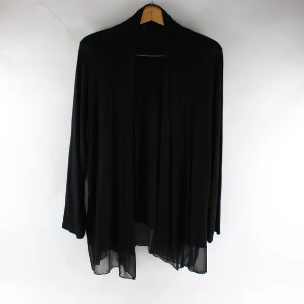 Suzie in the City Sheer Black Open-Front Long-Sleeved Cardigan Women's 1X
