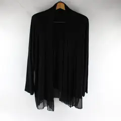 Suzie in the City Sheer Black Open-Front Long-Sleeved Cardigan Women's 1X