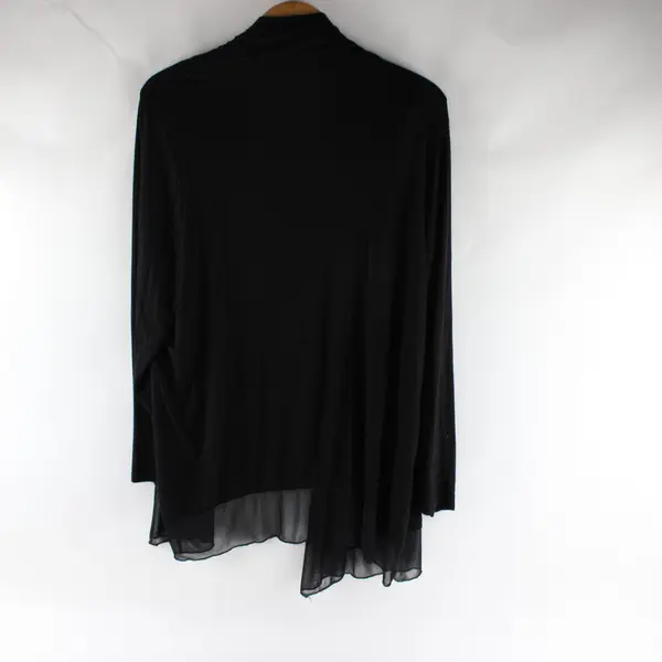 Suzie in the City Sheer Black Open-Front Long-Sleeved Cardigan Women's 1X