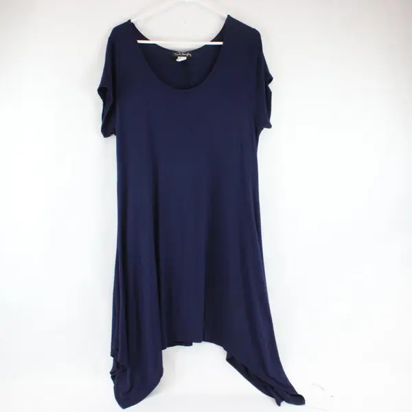 French Atmosphere Navy Blue Knee-Length T-Shirt Dress Women's XL