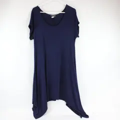 French Atmosphere Navy Blue Knee-Length T-Shirt Dress Women's XL