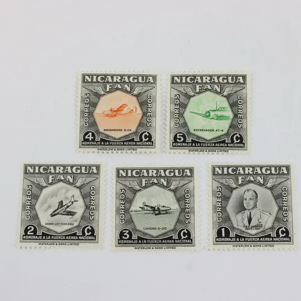 Lot of 10 Nicaragua 1954 Air Force Stamps SC #755-59 MNH 2 Sets