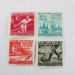 Lot of 4 Nicaragua 1948 World Series Amateur Baseball Airmail Stamps MH