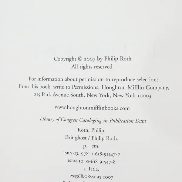 Exit Ghost by Philip Roth 2007 Novel Hardcover Dust Jacket A Zuckerman Book Good
