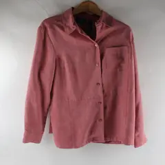 JH Collectibles Pink Faux Suede Long-Sleeved Button-Up Shirt Women's Size 1