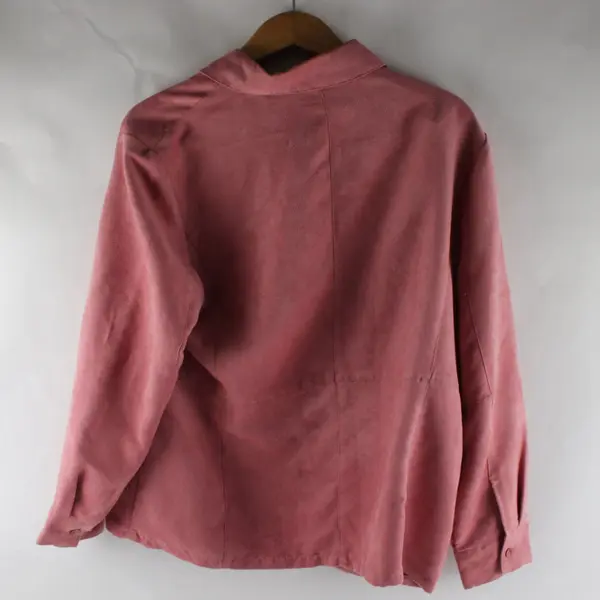 JH Collectibles Pink Faux Suede Long-Sleeved Button-Up Shirt Women's Size 1
