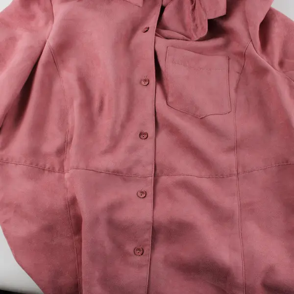 JH Collectibles Pink Faux Suede Long-Sleeved Button-Up Shirt Women's Size 1