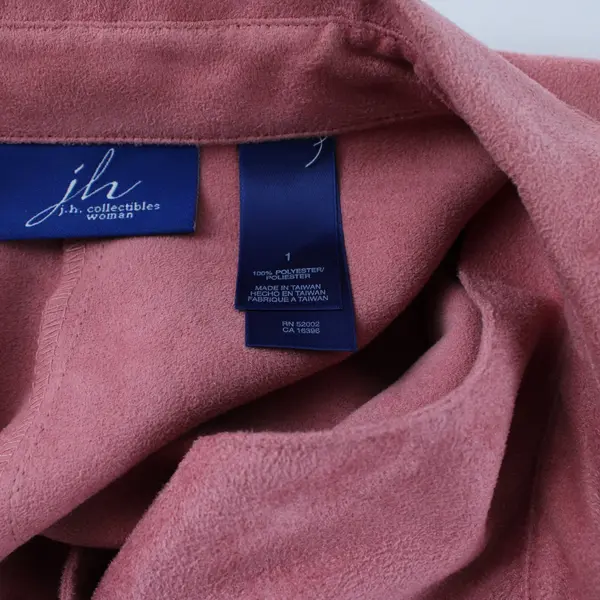 JH Collectibles Pink Faux Suede Long-Sleeved Button-Up Shirt Women's Size 1