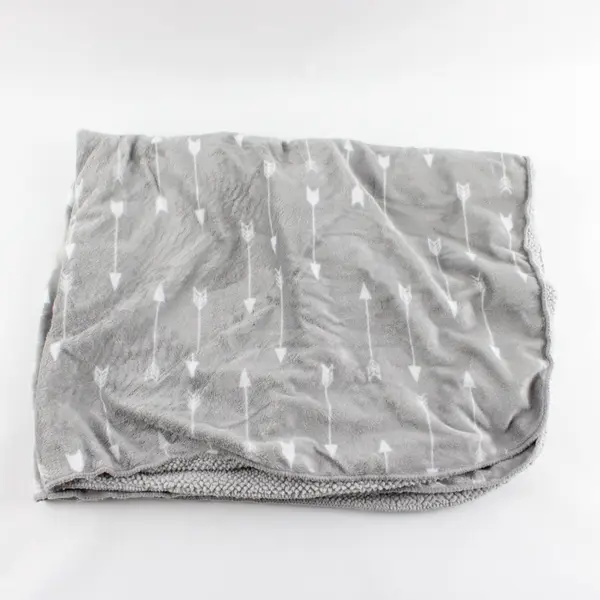 Cloud Island Gray Arrow Print Fleece Baby Blanket 29"x35"