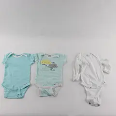 Lot of 3 Gerber Baby One-Pieces 0-3 Months White Blue
