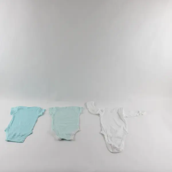 Lot of 3 Gerber Baby One-Pieces 0-3 Months White Blue