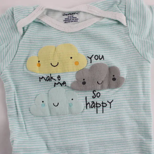 Lot of 3 Gerber Baby One-Pieces 0-3 Months White Blue