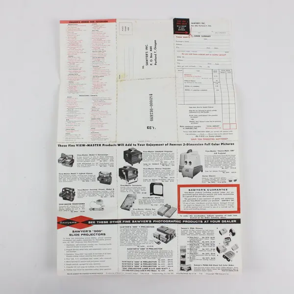 Lot Of 2 Vintage View Master Mail Order Forms Sawyers 1960 GAF 1970s