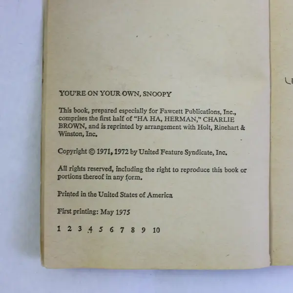 Vintage You're on Your Own, Snoopy by Charles M Schulz Selected Cartoons 1975 PB