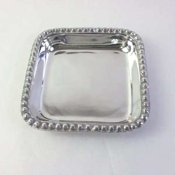 Vintage Silver-Tone Bubble Rim Trinket Tray Ash Tray 7.5"