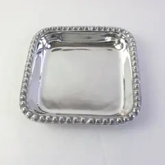 Vintage Silver-Tone Bubble Rim Trinket Tray Ash Tray 7.5"