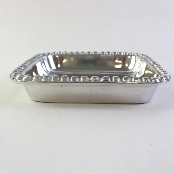 Vintage Silver-Tone Bubble Rim Trinket Tray Ash Tray 7.5"