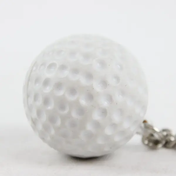 White Rubber Golf Ball Keychain Silver Key Ring