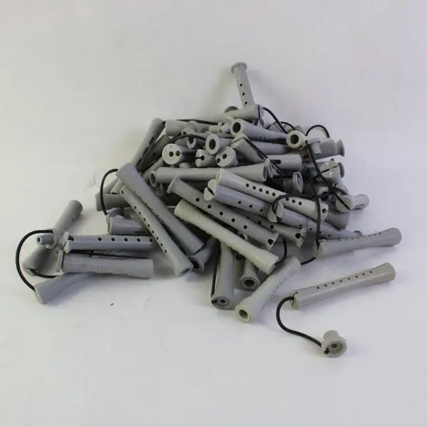 Lot of 60 Vintage Grey Plastic Perm Rods Hair Rollers Curlers