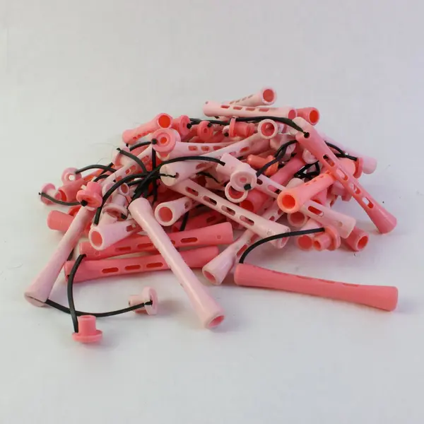 Lot of 50 Vintage Pink Plastic Perm Rods Salon Hair Curlers Faded