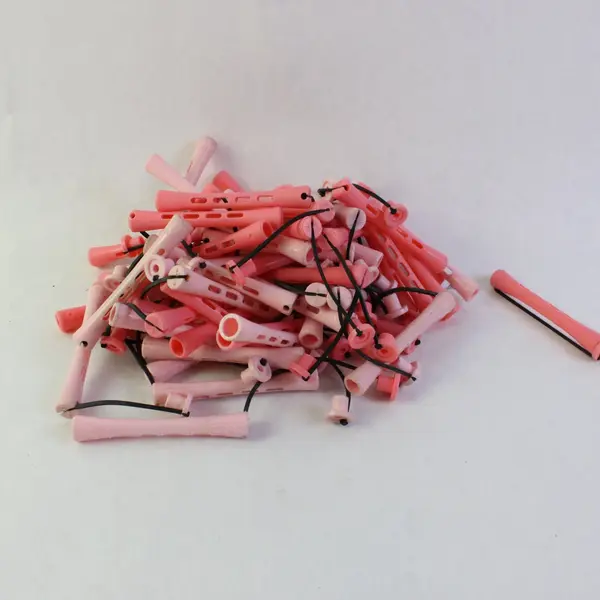 Lot of 60 Vintage Pink Plastic Perm Rods Salon Hair Curlers