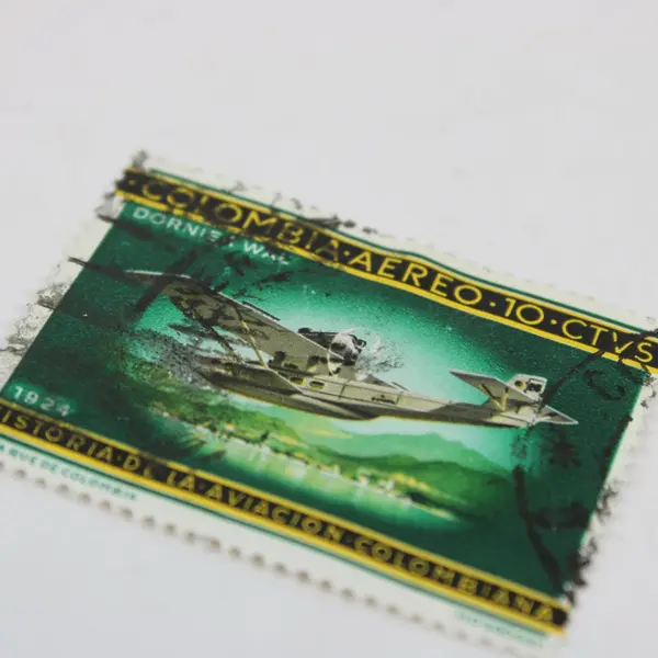 Lot of 9 Colombia 1940s-1970s Airmail Stamps Used