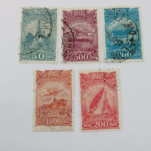 Set Of 5 Brazil 1929 Airmail 50/200/300/500/1000r Stamps #C17-21 Used