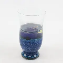 Blue Artificial Flower Gel Candle 5.75"