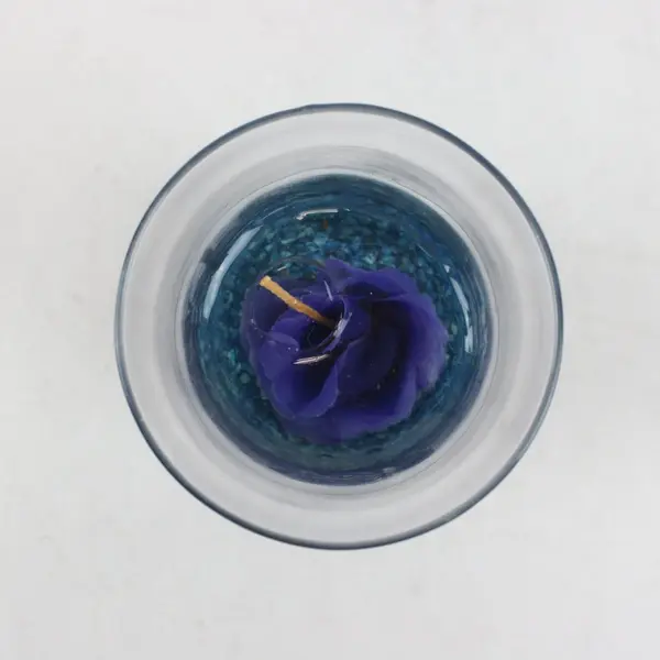 Blue Artificial Flower Gel Candle 5.75"