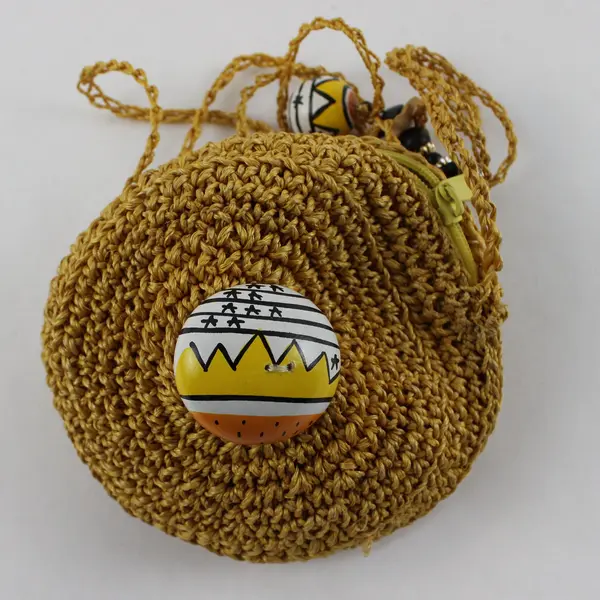 Small Round Woven Raffia Crossbody Bag 4.5"