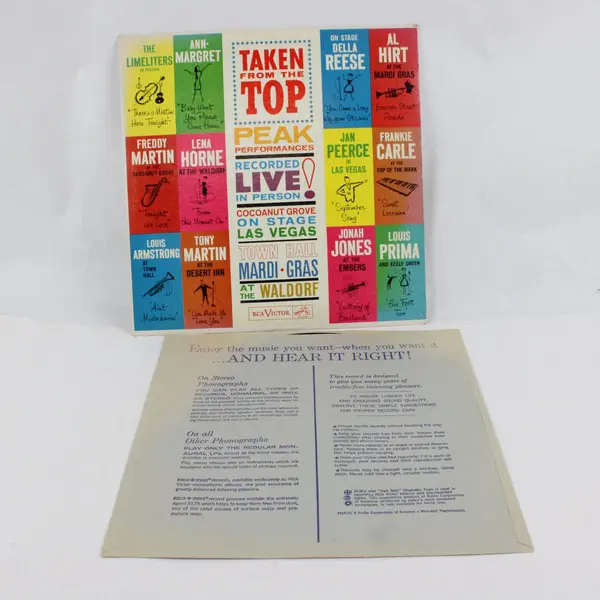 Taken From The Top Peak Performances Recorded Live 12" Vinyl Record