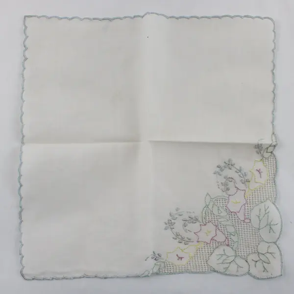 Lot of 4 Vintage Floral Embroidered Handkerchiefs FLAWED