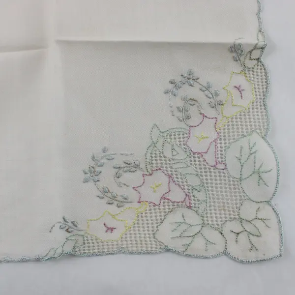 Lot of 4 Vintage Floral Embroidered Handkerchiefs FLAWED