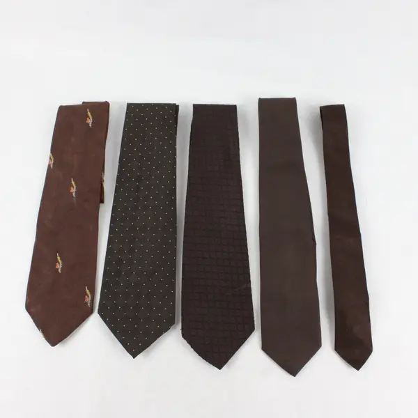 Lot of 5 Vintage Brown Men's Neck Ties Classic Suit Look