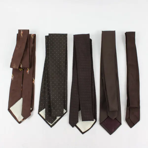 Lot of 5 Vintage Brown Men's Neck Ties Classic Suit Look