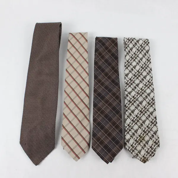 Lot of 4 Men's Brown Patterned Neckties Lucarelli Towncraft Mixed Brands