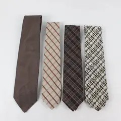 Lot of 4 Men's Brown Patterned Neckties Lucarelli Towncraft Mixed Brands