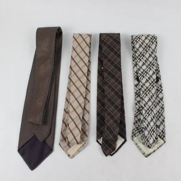 Lot of 4 Men's Brown Patterned Neckties Lucarelli Towncraft Mixed Brands